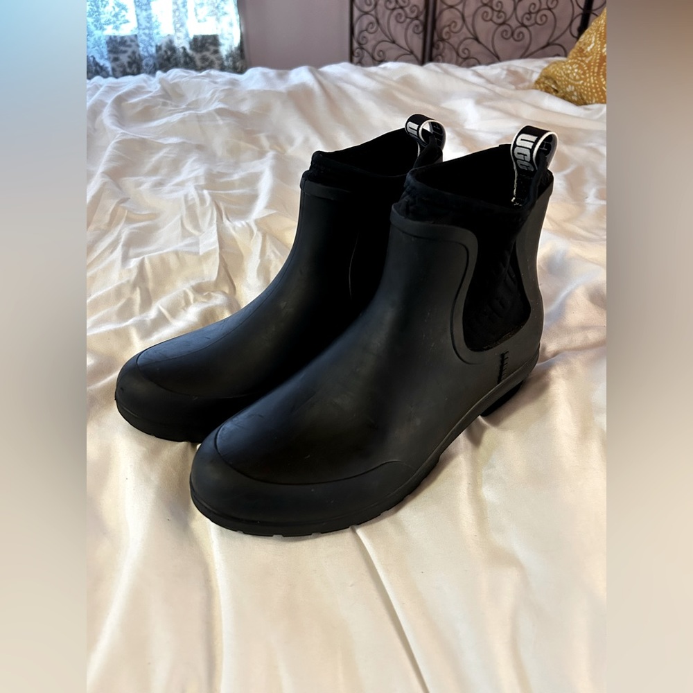 UGG Rubber Ankle Boots Black 8